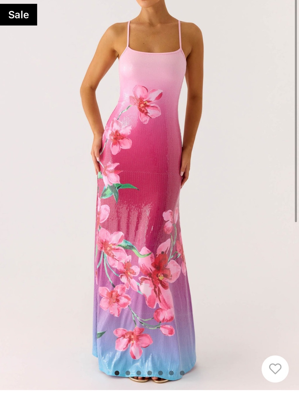 Peppermint Pink to Lavender Ombre Floral Maxi Slip Dress
